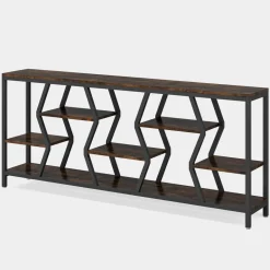 Store Tribesigns 70.9" Console Table Industrial Sofa Table with Storage Shelves