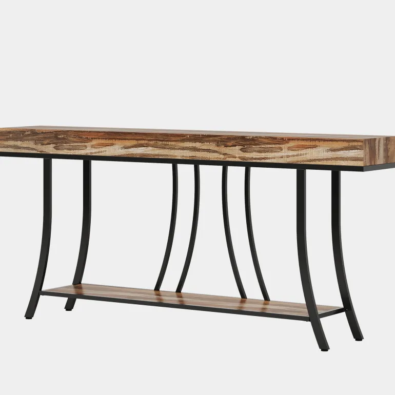 Cheap Tribesigns 70.9" Console Table, Industrial Narrow Sofa Table with Storage Shelves