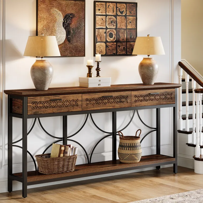 Best Sale Tribesigns 70.9" Console Table, Long Entryway Table Accent Table with Storage Drawers