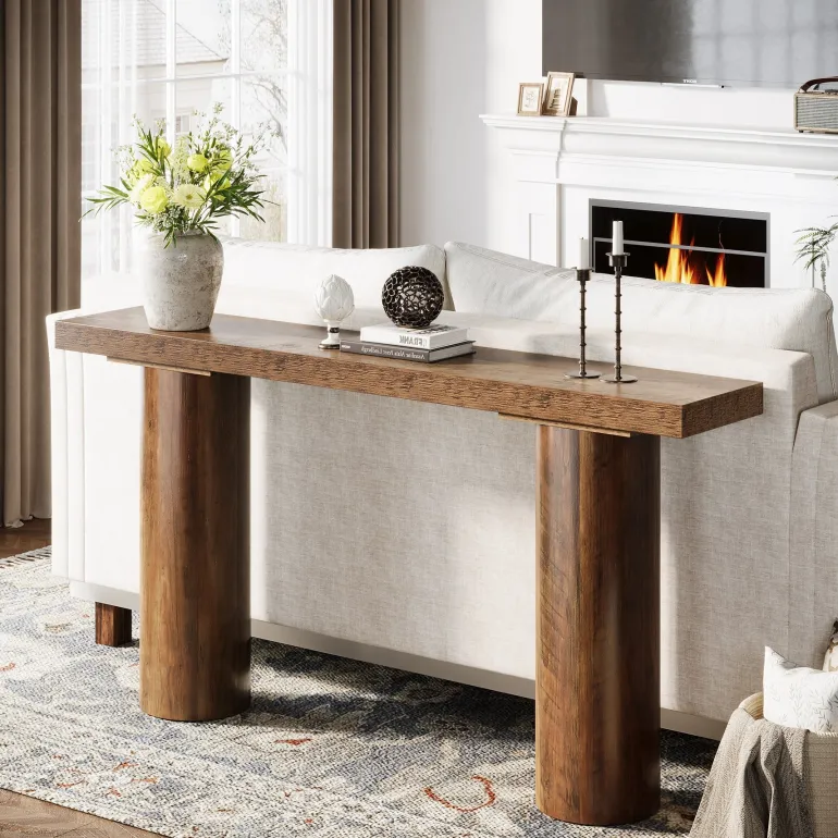 Sale Tribesigns 63" Console Table, Long Rustic Sofa Table Bar Table