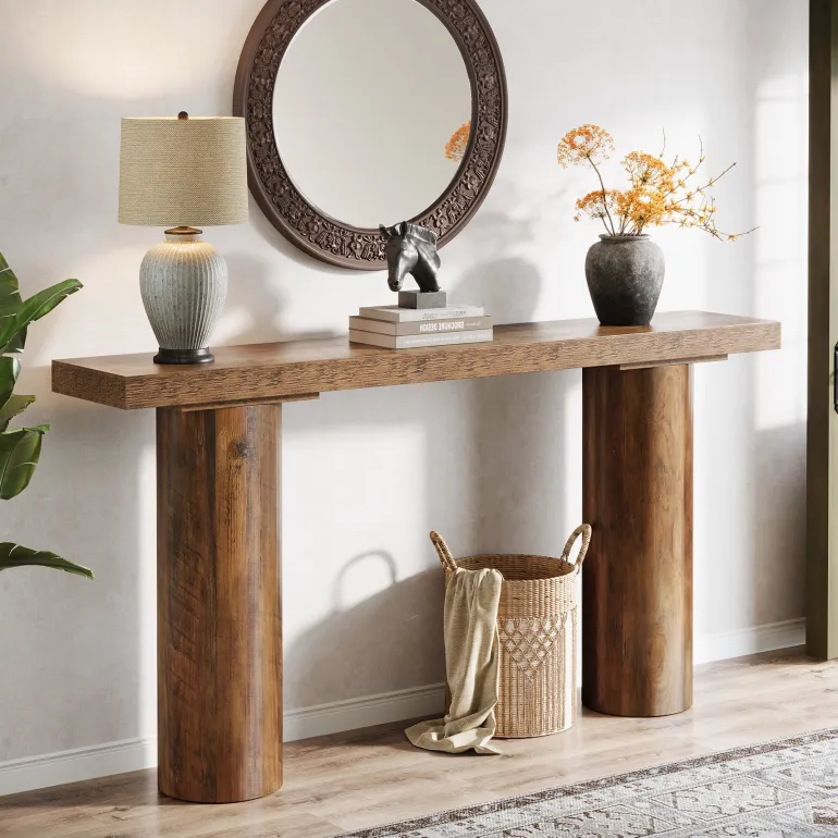 Sale Tribesigns 63" Console Table, Long Rustic Sofa Table Bar Table