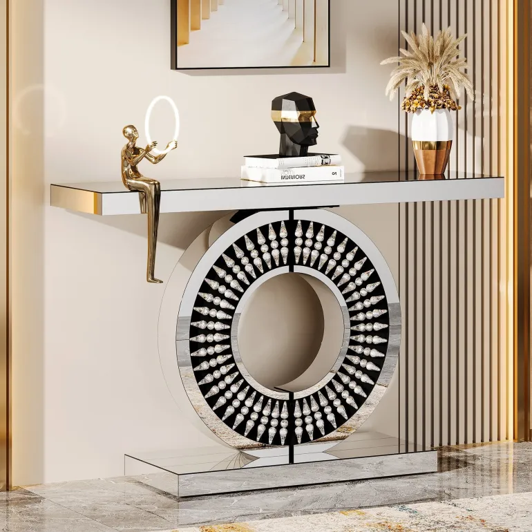 New Tribesigns 43" Console Table, Mirrored Entryway Sofa Table With Thickened Tabletop