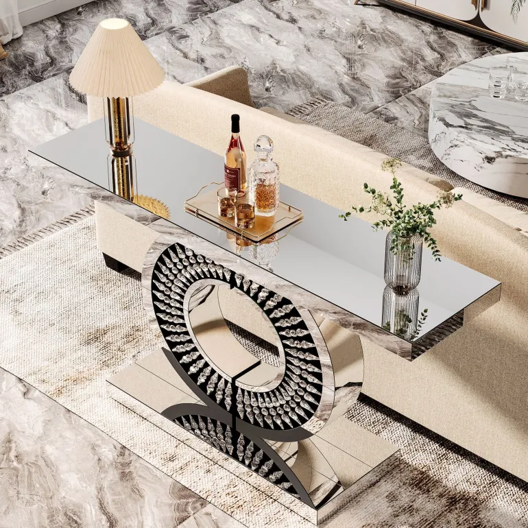 New Tribesigns 43" Console Table, Mirrored Entryway Sofa Table With Thickened Tabletop