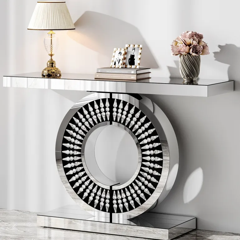New Tribesigns 43" Console Table, Mirrored Entryway Sofa Table With Thickened Tabletop