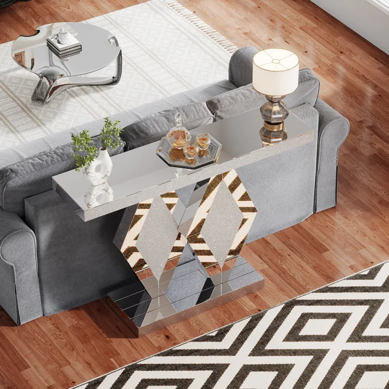 Shop Tribesigns 47.2" Console Table, Mirrored Sofa Table With Acrylic Diamonds