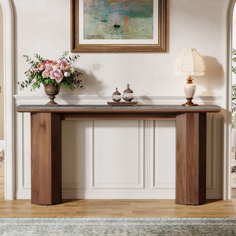 Outlet Tribesigns 63" Console Table, Modern Entryway Table Foyer Hallway Table