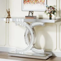 Outlet Tribesigns 39" Console Table, Modern Mirrored Sofa Table Hallway Table