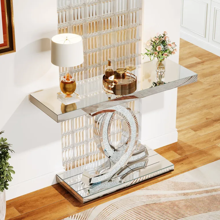 Outlet Tribesigns 39" Console Table, Modern Mirrored Sofa Table Hallway Table