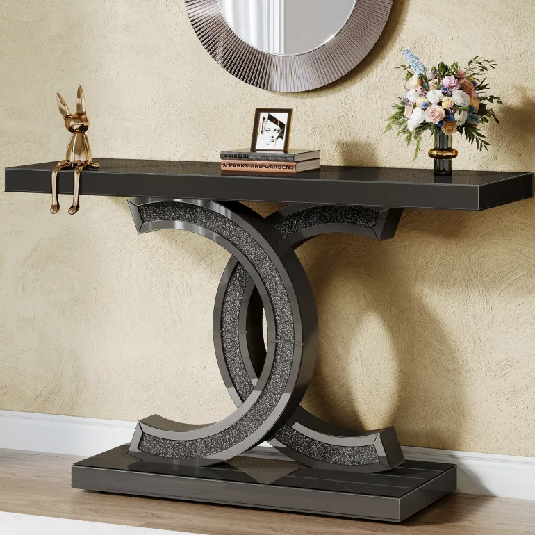Outlet Tribesigns 39" Console Table, Modern Mirrored Sofa Table Hallway Table