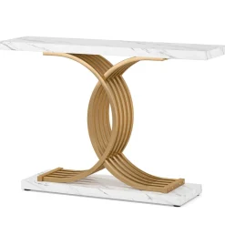 Best Tribesigns 39" Console Table, Narrow Faux Marble Entryway Hallway Sofa Table