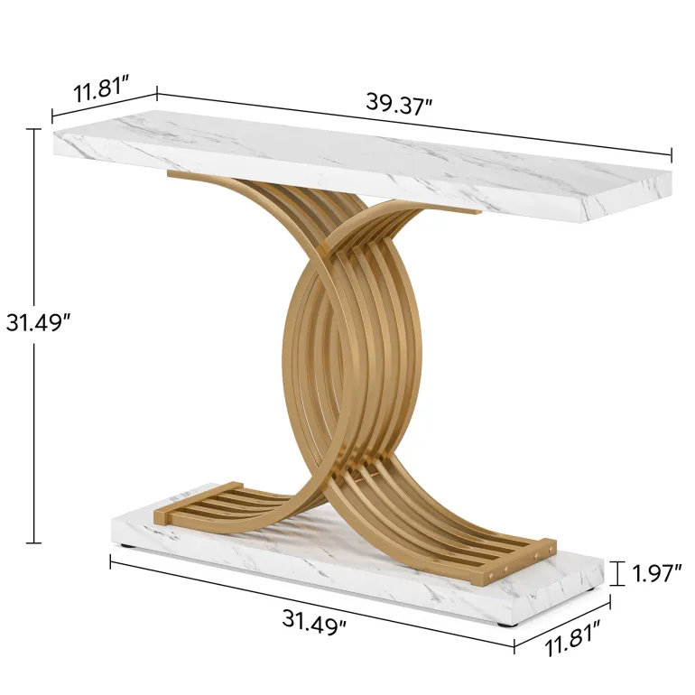 Best Tribesigns 39" Console Table, Narrow Faux Marble Entryway Hallway Sofa Table