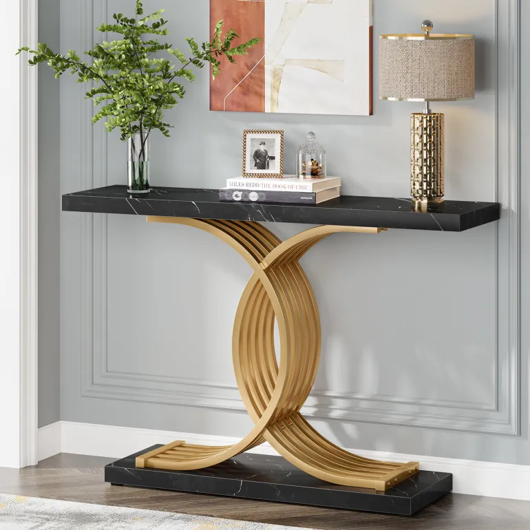 Best Tribesigns 39" Console Table, Narrow Faux Marble Entryway Hallway Sofa Table