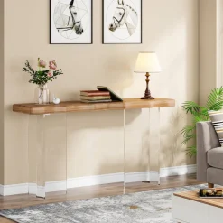 New Tribesigns 47'' Console Table Sofa Entryway Table with Acrylic Legs