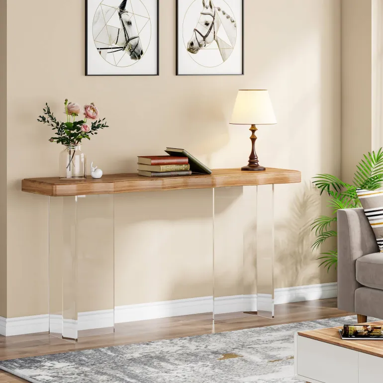 New Tribesigns 47'' Console Table Sofa Entryway Table with Acrylic Legs