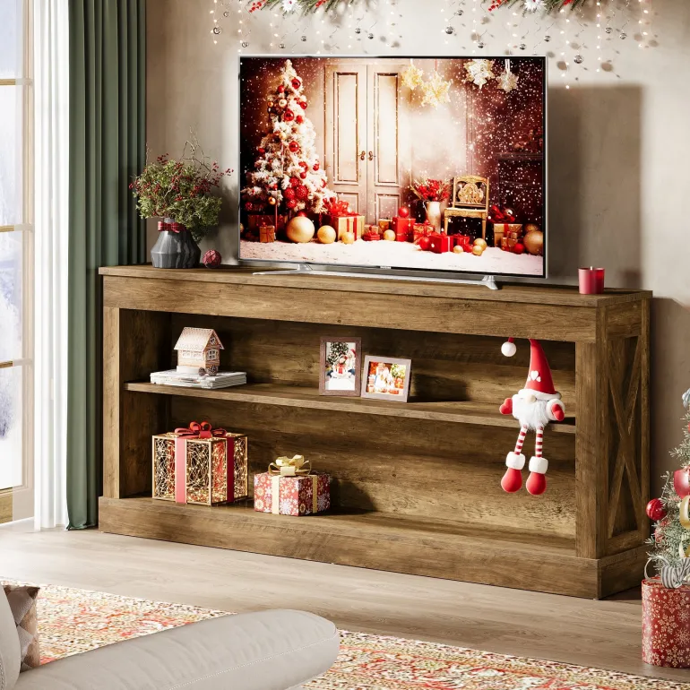 Outlet Tribesigns 63" Console Table, Vintage Entryway Table with 3 - Tier Storage Shelf