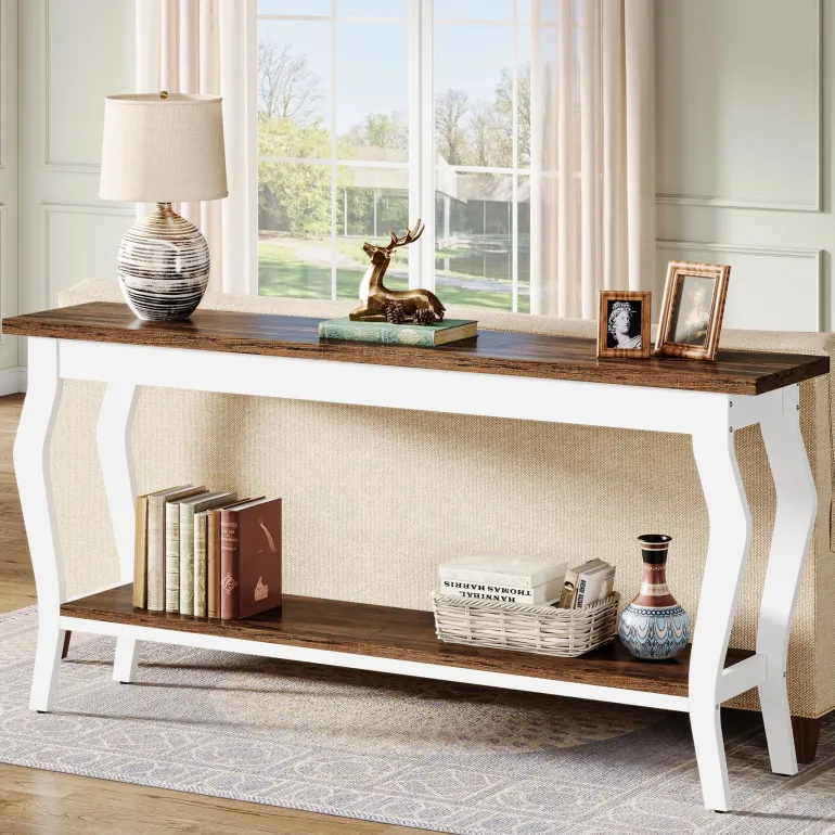Flash Sale Tribesigns 70.9" Console Table, Vintage Sofa Table with 2 - Tier Storage
