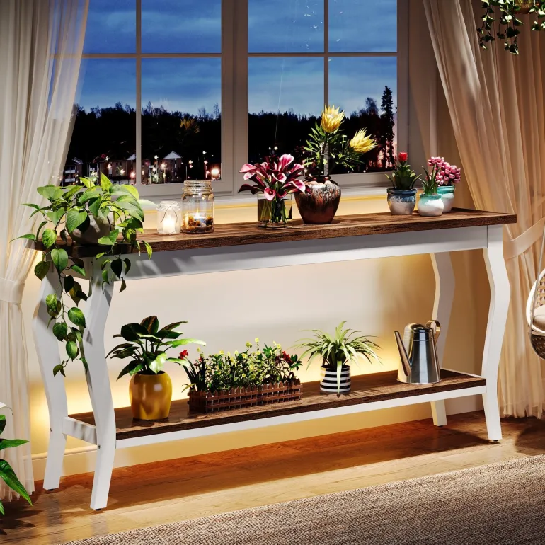 Flash Sale Tribesigns 70.9" Console Table, Vintage Sofa Table with 2 - Tier Storage