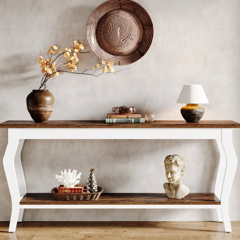Flash Sale Tribesigns 70.9" Console Table, Vintage Sofa Table with 2 - Tier Storage