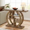Cheap Tribesigns 42.5" Console Table, Wood 5 - Tier Sofa Entryway Table with Geometric Base