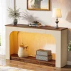 Best Sale Tribesigns 55" Console Table, Wood Farmhouse 2-Tier Sofa Table with LED Lights
