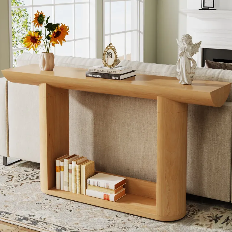 Hot Tribesigns 55" Console Table, Wood Farmhouse Sofa Table Entryway Table