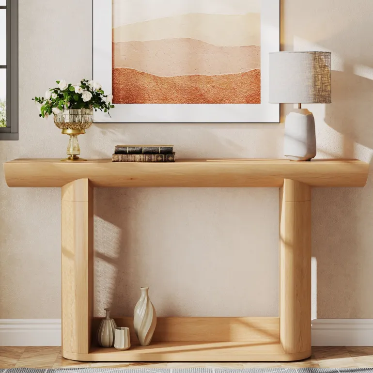 Hot Tribesigns 55" Console Table, Wood Farmhouse Sofa Table Entryway Table
