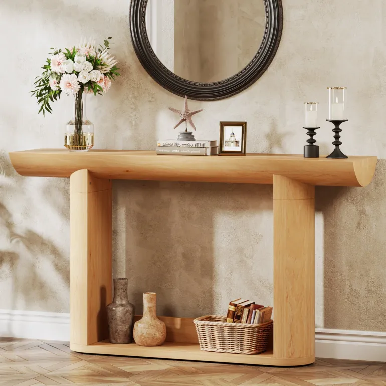 Hot Tribesigns 55" Console Table, Wood Farmhouse Sofa Table Entryway Table