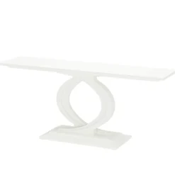 Store Tribesigns 59" Console Table, Wood Narrow Sofa Table with Double Arc Base