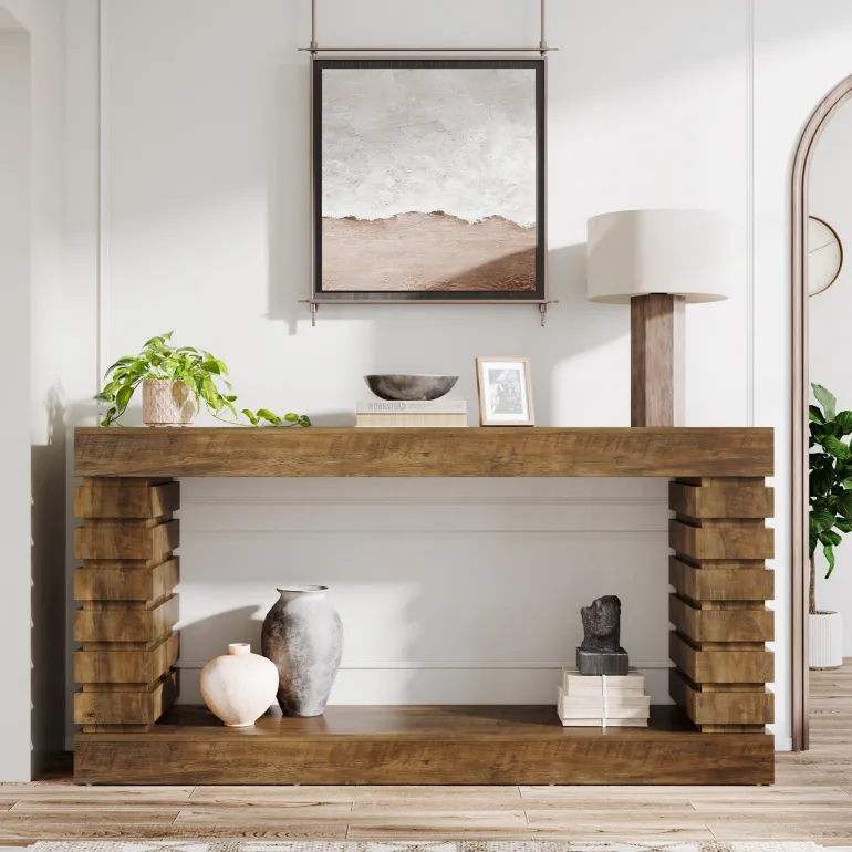 Cheap Tribesigns 70.8" Console Table, Wood Rectangular Sofa Table