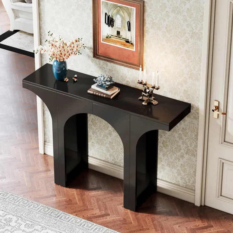 Flash Sale Tribesigns 47" Console Table, Wooden Entryway Table Sofa Table with Arch Base