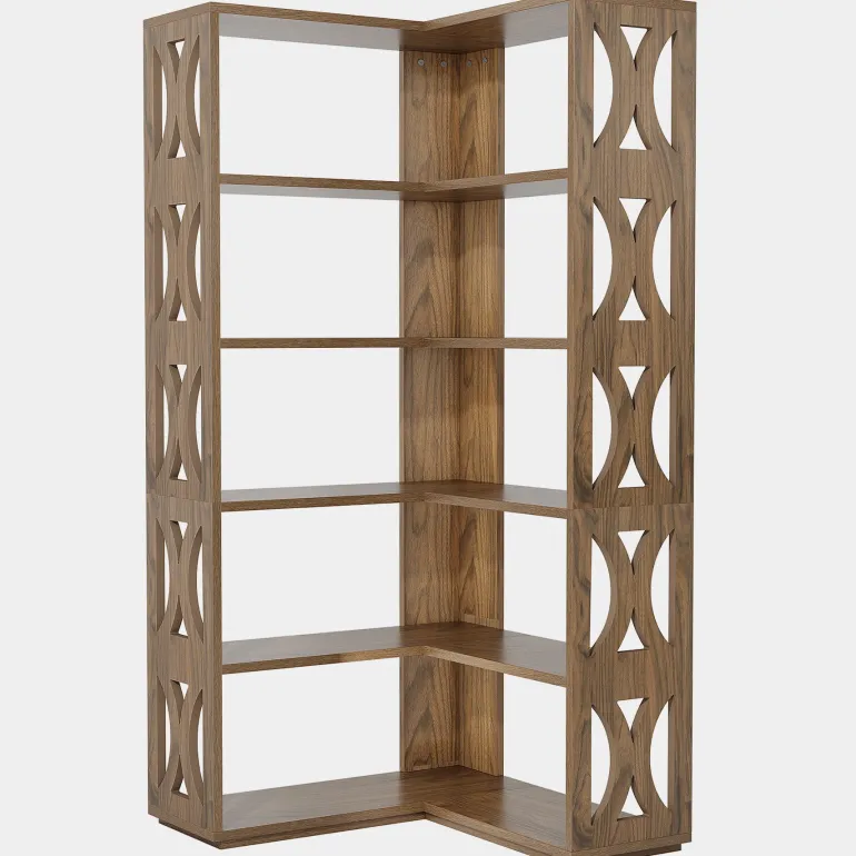 Fashion Tribesigns 66" Corner Bookshelf, 5 - Tier Bookcase Etagere Display Shelf
