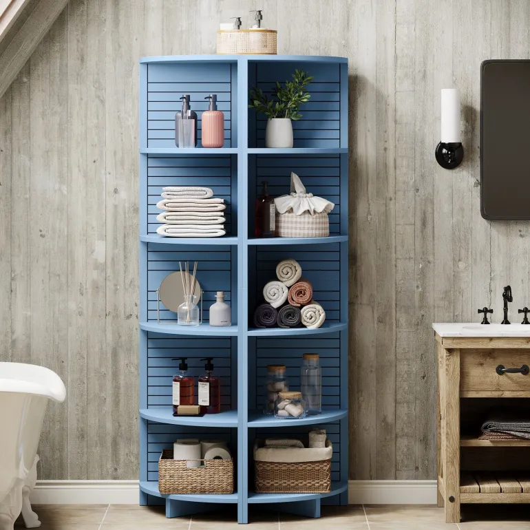New Tribesigns 70.8" Corner Shelf, 5 - tier Narrow Corner Bookcase Display Etagere