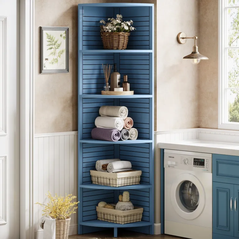 New Tribesigns 70.8" Corner Shelf, 5 - tier Narrow Corner Bookcase Display Etagere