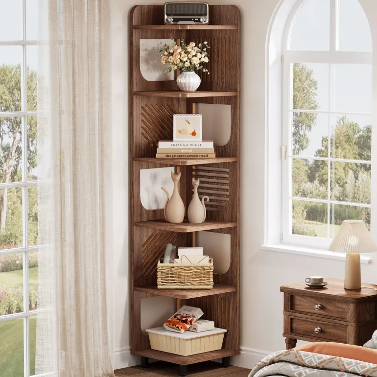 Best Tribesigns 71" Corner Shelf, Narrow Bookshelf Display Shelf with Storage Rack