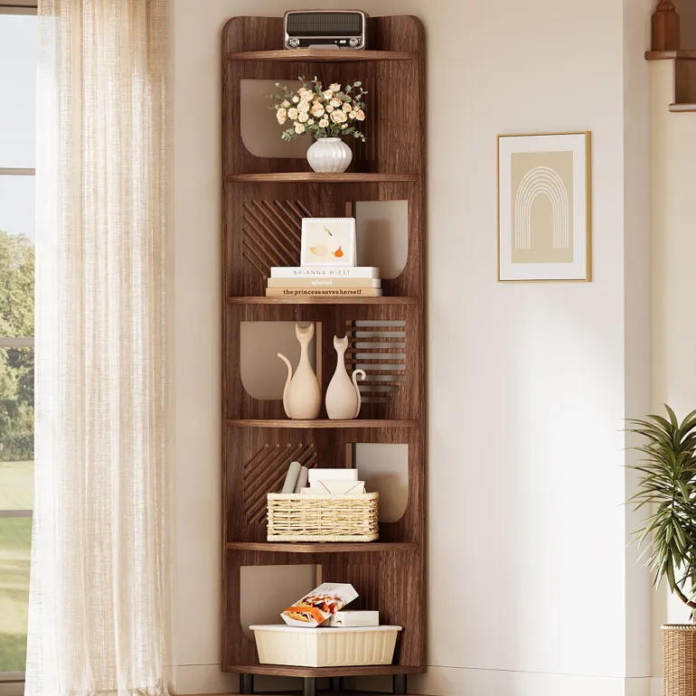 Best Tribesigns 71" Corner Shelf, Narrow Bookshelf Display Shelf with Storage Rack