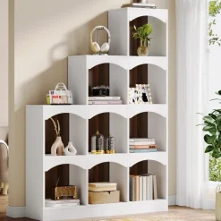 Store Tribesigns 9 Cubes Bookshelf, L - Shaped Corner Etagere Bookcase Display Shelf