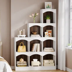 Store Tribesigns 9 Cubes Bookshelf, L - Shaped Corner Etagere Bookcase Display Shelf