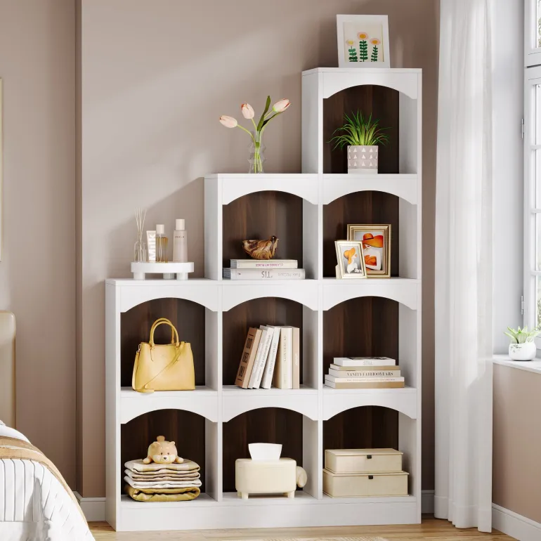 Store Tribesigns 9 Cubes Bookshelf, L - Shaped Corner Etagere Bookcase Display Shelf