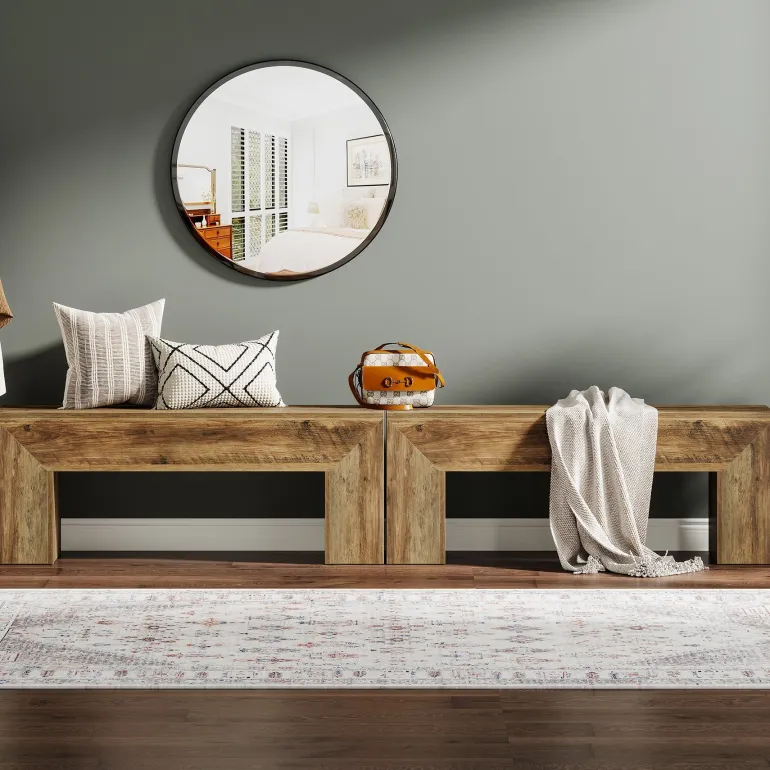 Outlet Tribesigns 47" Dining Bench, Farmhouse Entryway Bench End of Bed Bench