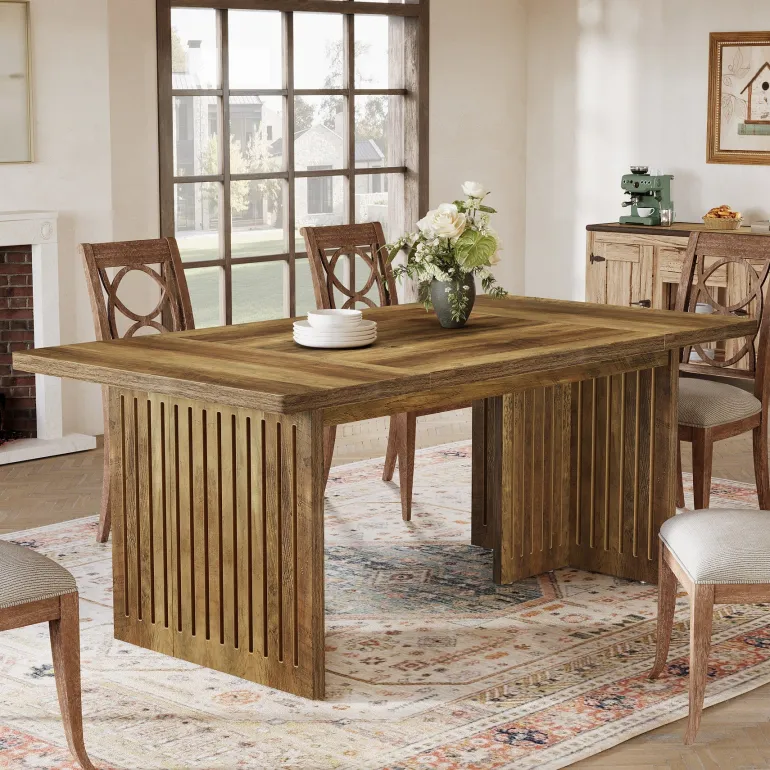 Best Tribesigns 63" Dining Table, Farmhouse Dinner Table Kitchen Table for 4 - 6