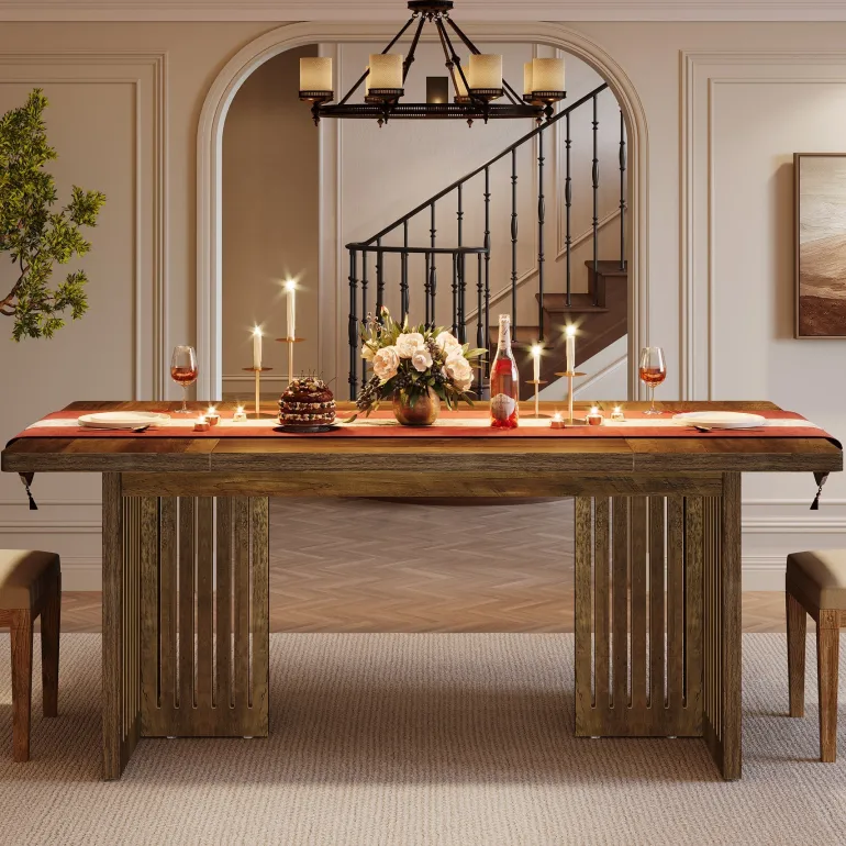 Best Tribesigns 63" Dining Table, Farmhouse Dinner Table Kitchen Table for 4 - 6