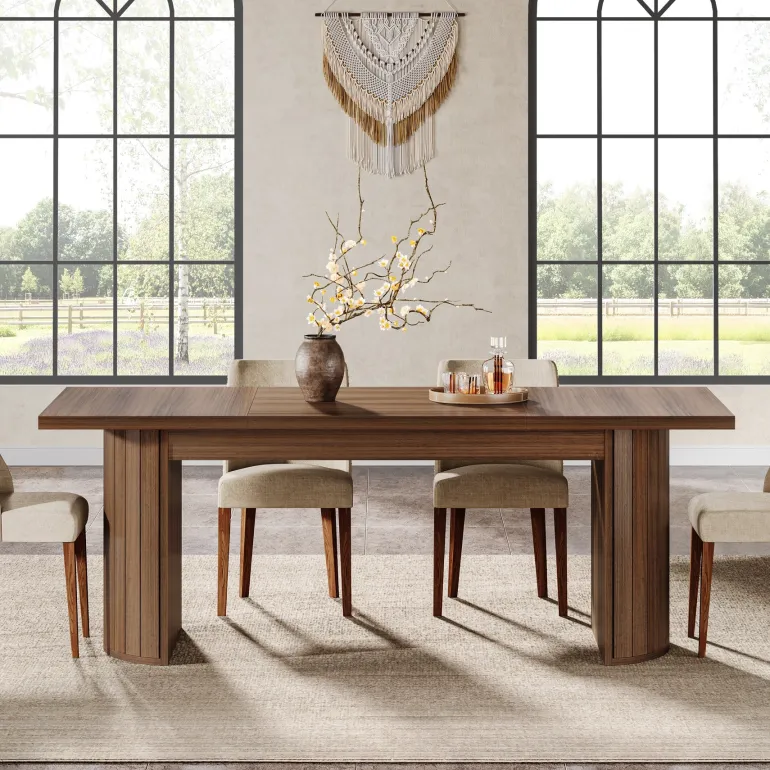 Shop Tribesigns 78.7" Dining Table, Farmhouse Kitchen Table With Dual Base