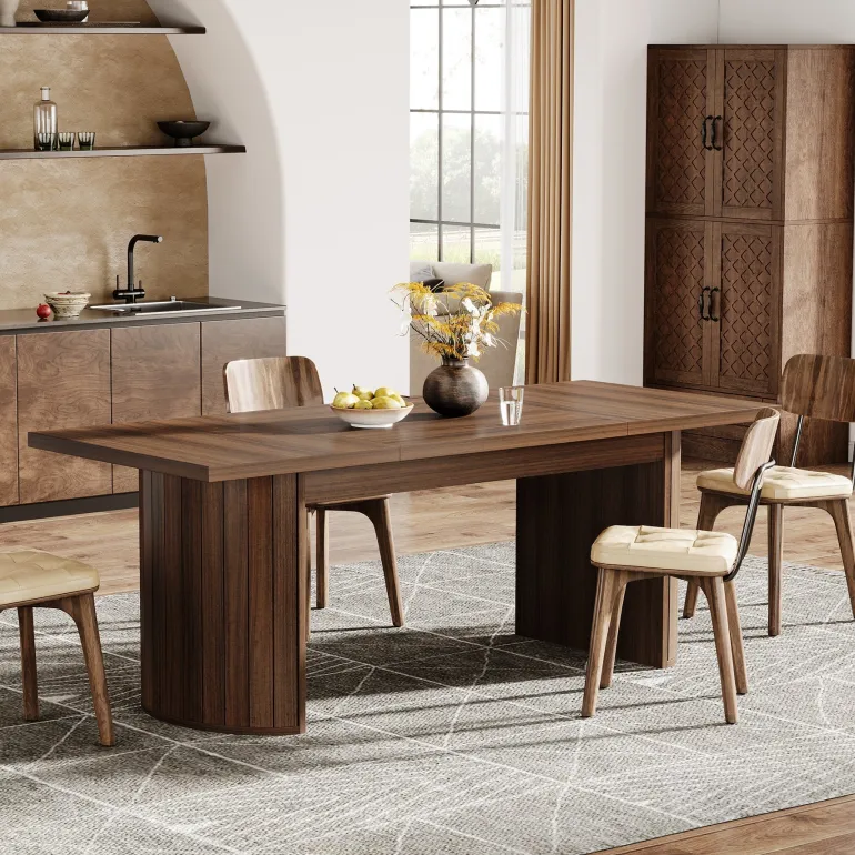 Shop Tribesigns 78.7" Dining Table, Farmhouse Kitchen Table With Dual Base