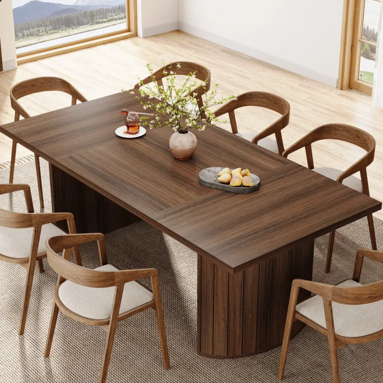 Shop Tribesigns 78.7" Dining Table, Farmhouse Kitchen Table With Dual Base