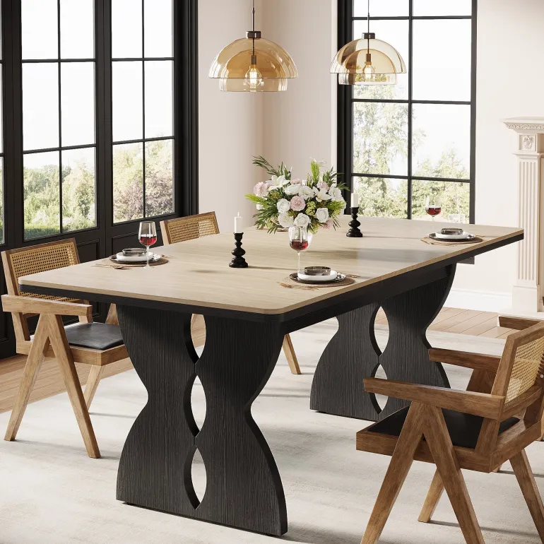 Shop Tribesigns 70.8" Dining Table, Farmhouse Kitchen Dinner Table for 6 - 8