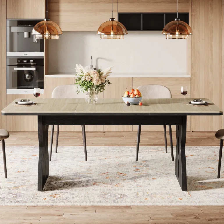 Shop Tribesigns 70.8" Dining Table, Farmhouse Kitchen Dinner Table for 6 - 8
