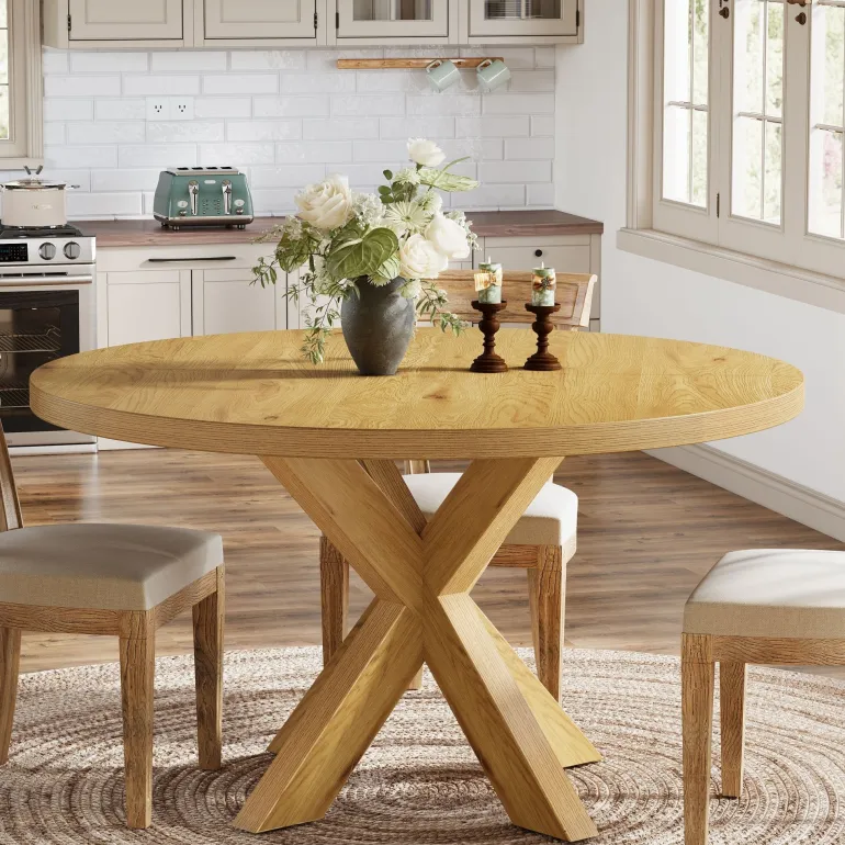 Cheap Tribesigns 47" Dining Table, Farmhouse Kitchen Table With Crossed Legs For 4 - 6