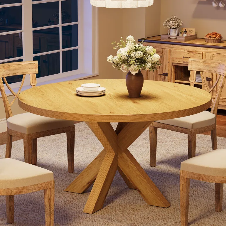 Cheap Tribesigns 47" Dining Table, Farmhouse Kitchen Table With Crossed Legs For 4 - 6