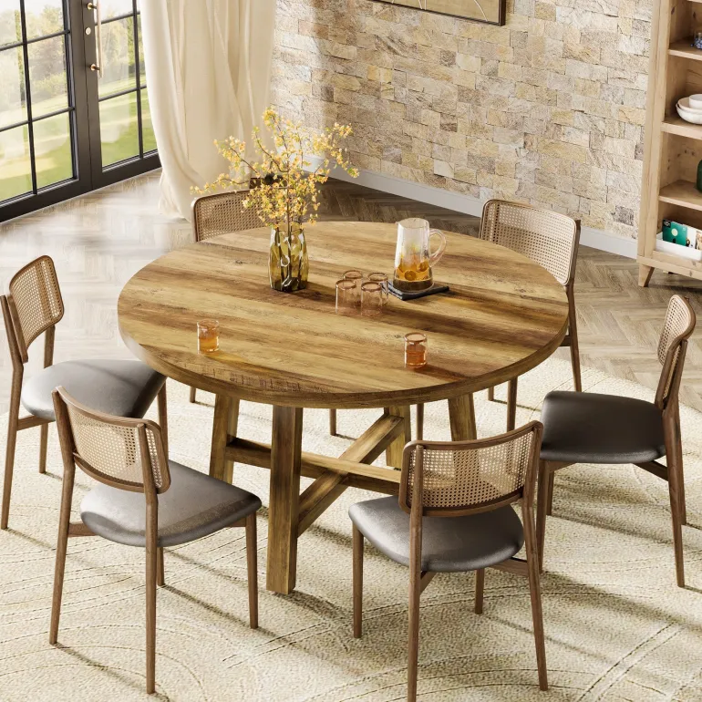 Store Tribesigns 47" Dining Table, Farmhouse Kitchen Table Dinner Table for 4 - 6 People