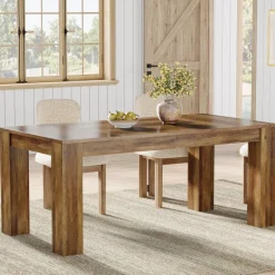 Flash Sale Tribesigns 63" Dining Table, Farmhouse Kitchen Dinner Table for 4 - 6 People